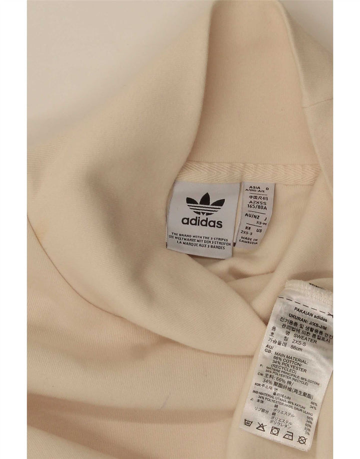 Felpa oversize da donna Adidas maglione UK 2 2XS cotone beige