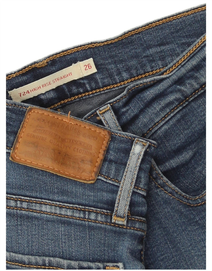 Jeans dritti a vita alta Levi's 724 da donna W26 L32 Lyocell blu