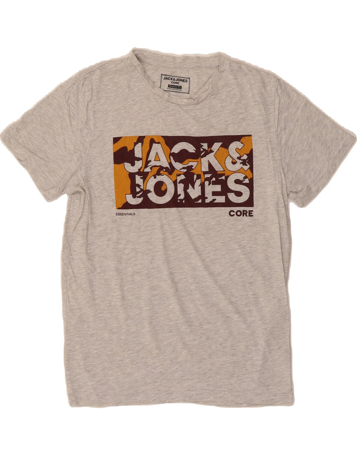 JACK & JONES Mens Regular Fit Graphic T-Shirt Top Small Grey Cotton Vintage Jack & Jones and Second-Hand Jack & Jones from Messina Hembry 