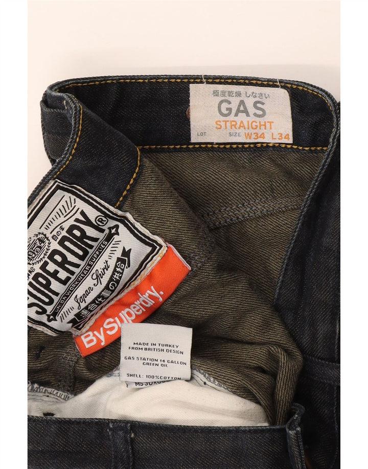 Jeans dritti da uomo Superdry W34 L34 cotone blu navy