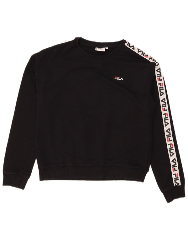 Felpa grafica da donna Fila Maglione UK 14 Cotone color block medio nero