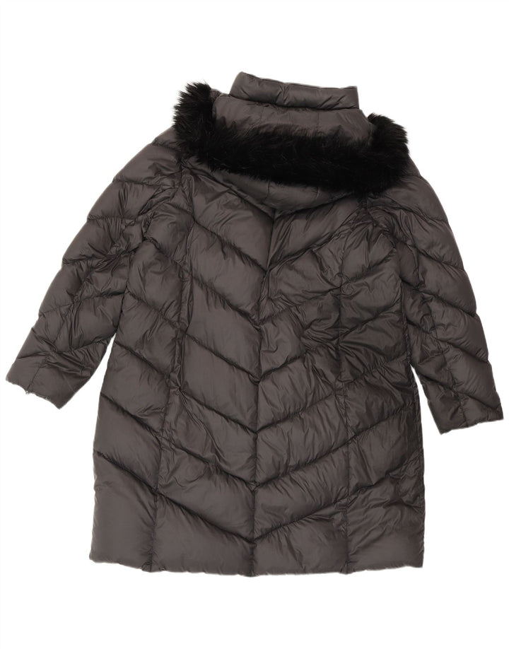MICHAEL KORS Cappotto imbottito con cappuccio da donna UK 18 XL Nylon grigio
