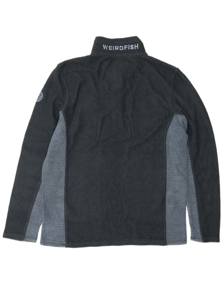 WEIRD FISH Felpa da uomo con zip sul collo Maglione XL Blu navy Colourblock