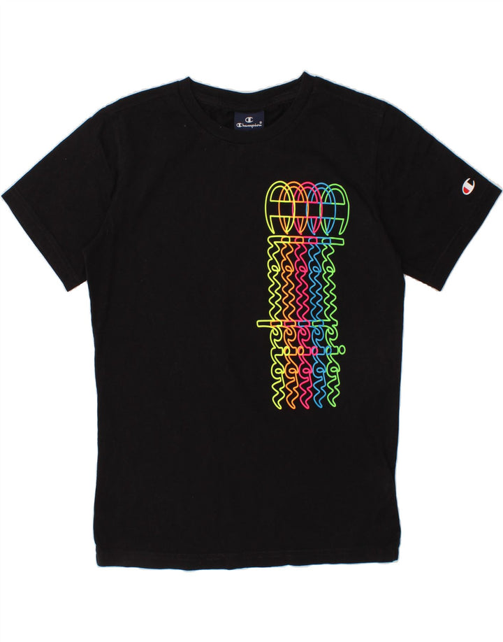 CHAMPION Boys Graphic T-Shirt Top 9-10 Years Medium  Black Cotton Vintage Champion and Second-Hand Champion from Messina Hembry 