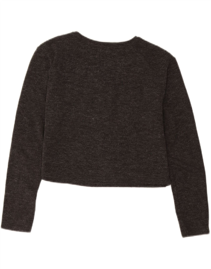 Top corto grafico da donna Zara manica lunga UK 10 piccolo grigio