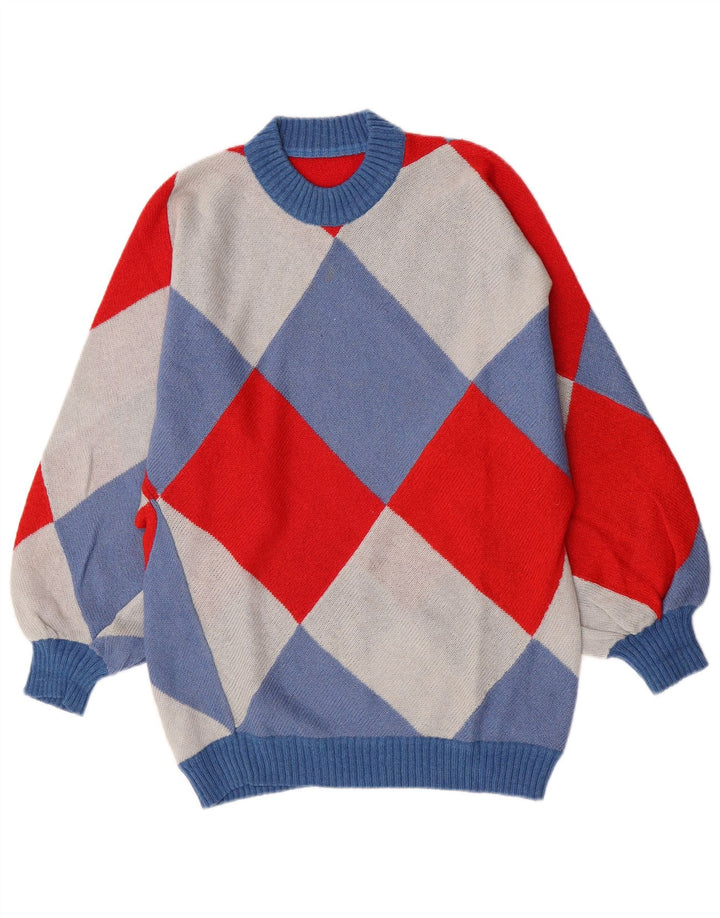 Maglione girocollo da uomo vintage piccolo argyle/diamante multicolore
