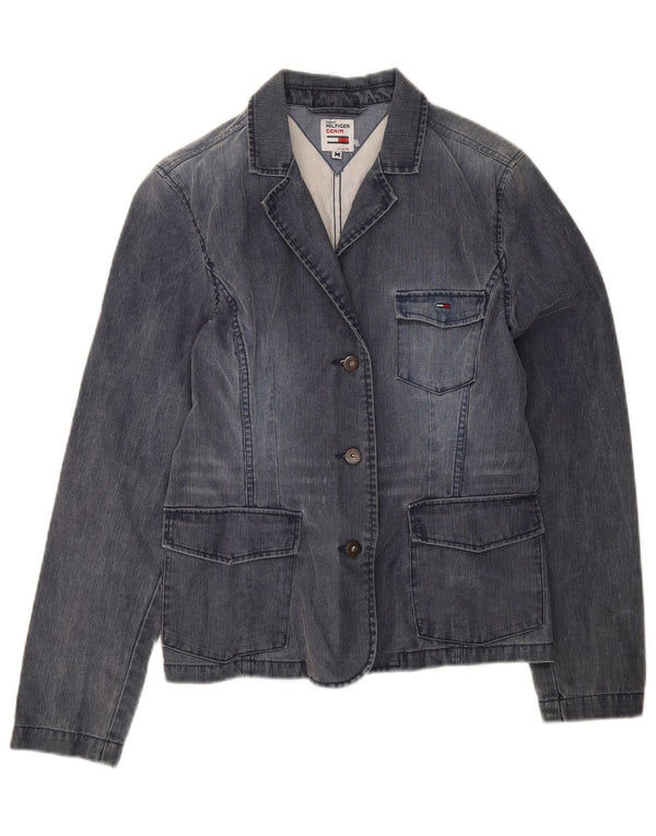 Giacca blazer in denim a 3 bottoni da donna Tommy Hilfiger UK 12 medio blu navy