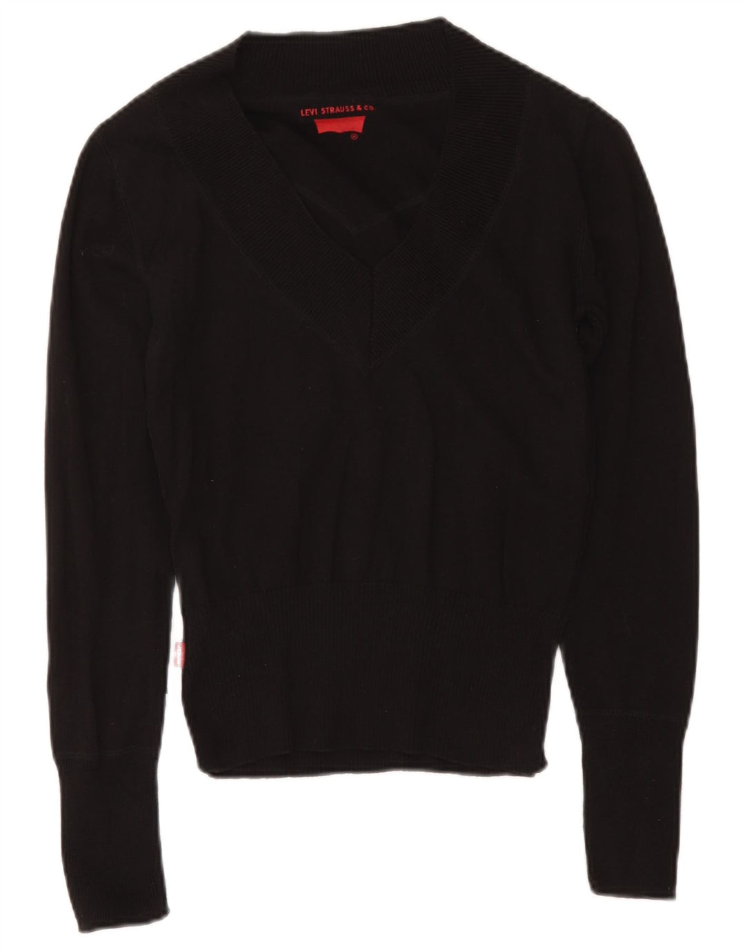 Maglione maglione con scollo a V da donna Levi's UK 12 cotone nero medio