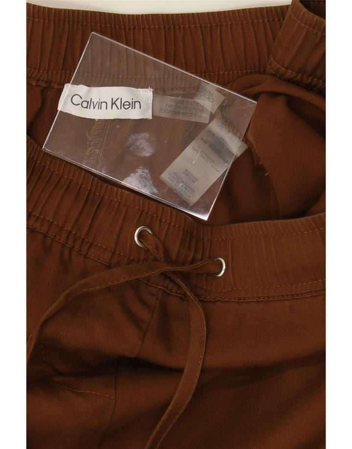 CALVIN KLEIN Womens Slim Cropped Trousers W38 L27 Brown Lyocell Vintage Calvin Klein and Second-Hand Calvin Klein from Messina Hembry 