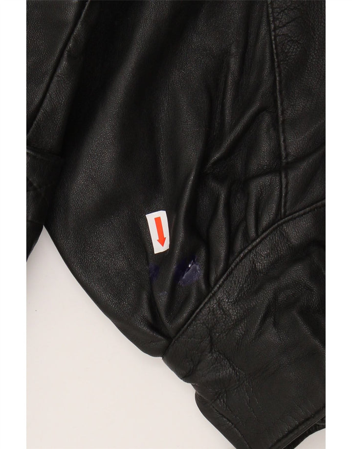 Giacca in pelle oversize da donna VINTAGE EU 36 piccola in pelle nera