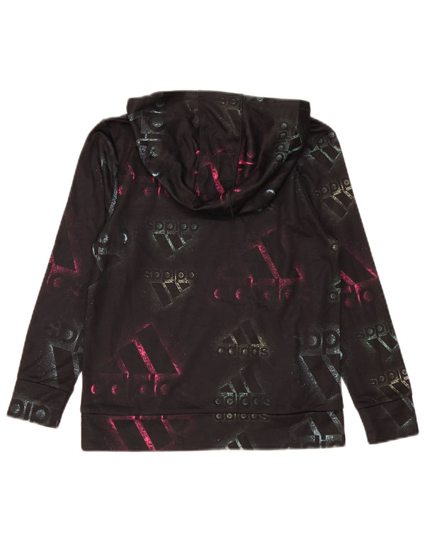 Felpa con cappuccio grafica per ragazze Adidas 10-11 anni poliestere nero medio
