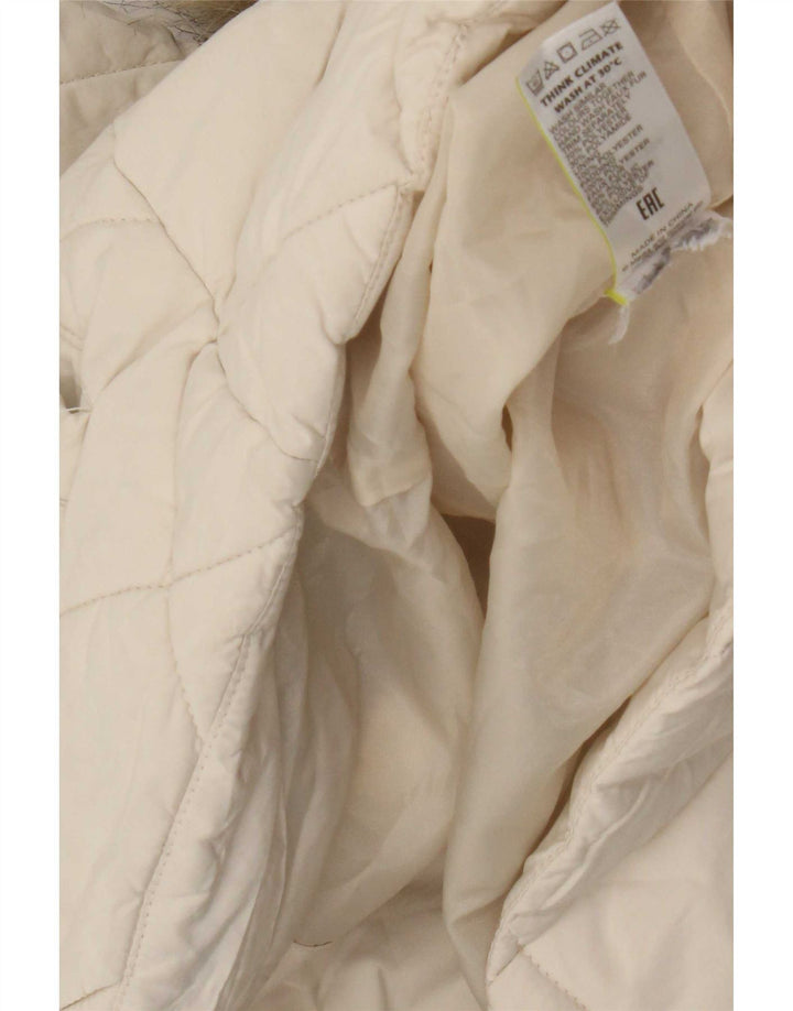Giacca trapuntata con cappuccio da donna Marks & Spencer UK 12 poliestere bianco medio