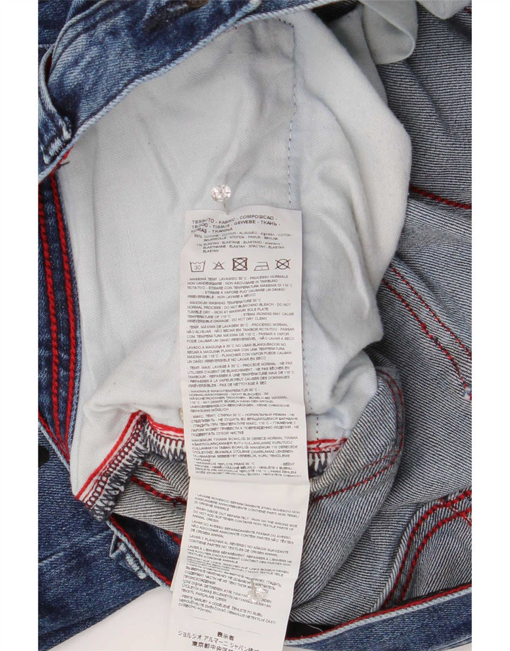 Armani Exchange Jeans slim invecchiati da uomo W34 L32 cotone maculato blu