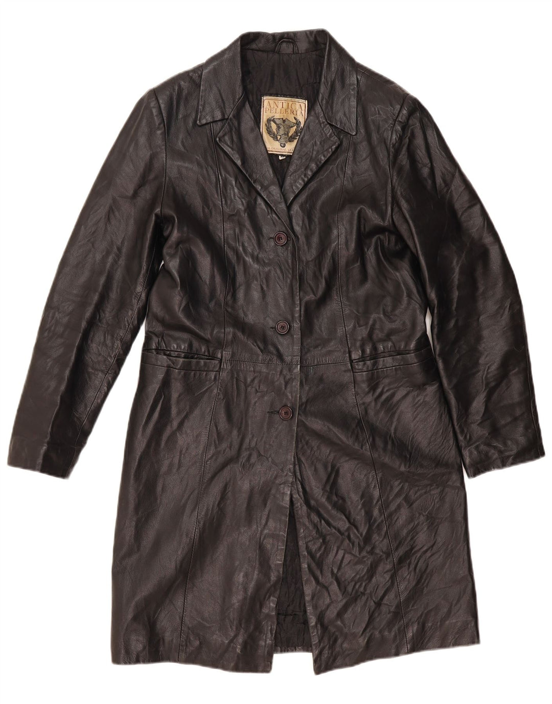 ANTICA PELLERIA Cappotto Donna in Pelle IT 46 Large Pelle Nera