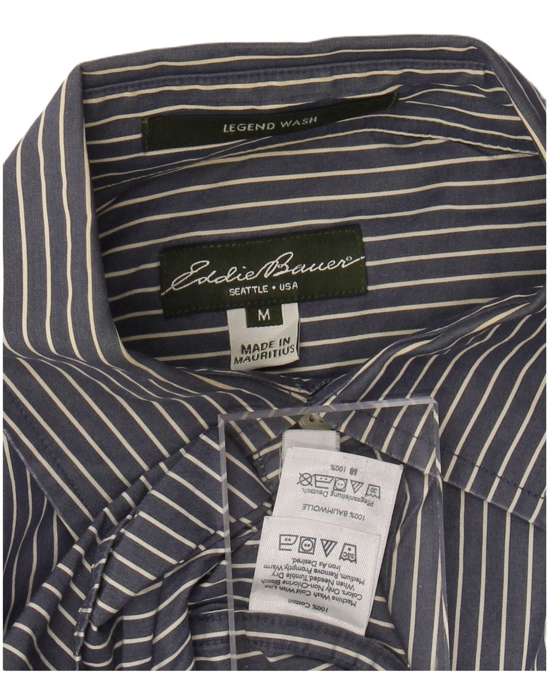 Camicia da uomo EDDIE BAUER cotone gessato medio blu navy