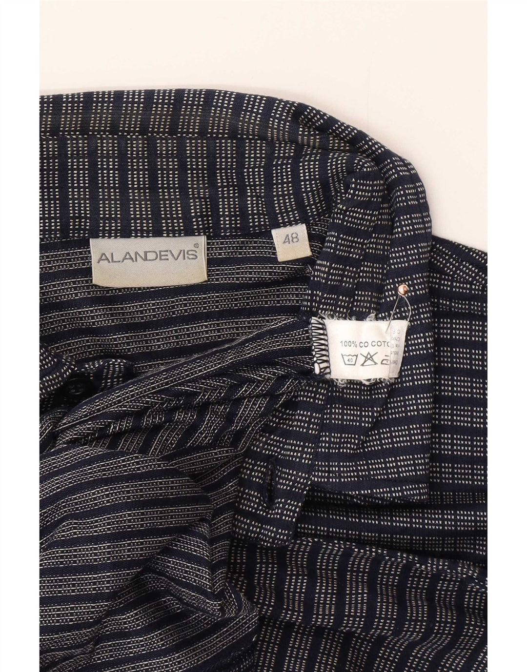 Polo vintage da uomo IT 48 cotone a righe medie blu navy