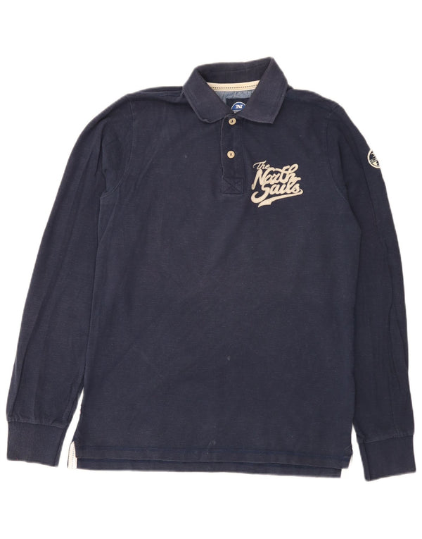 Polo a maniche lunghe con grafica da uomo North Sails Small in cotone blu navy