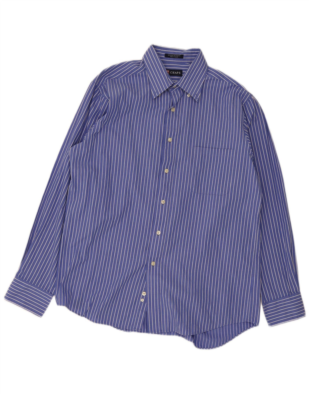 Camicia da uomo Chaps taglia 16 grande cotone gessato blu