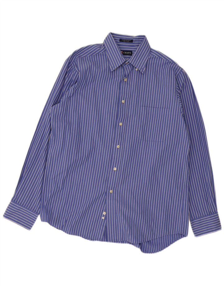 Camicia da uomo Chaps taglia 16 grande cotone gessato blu