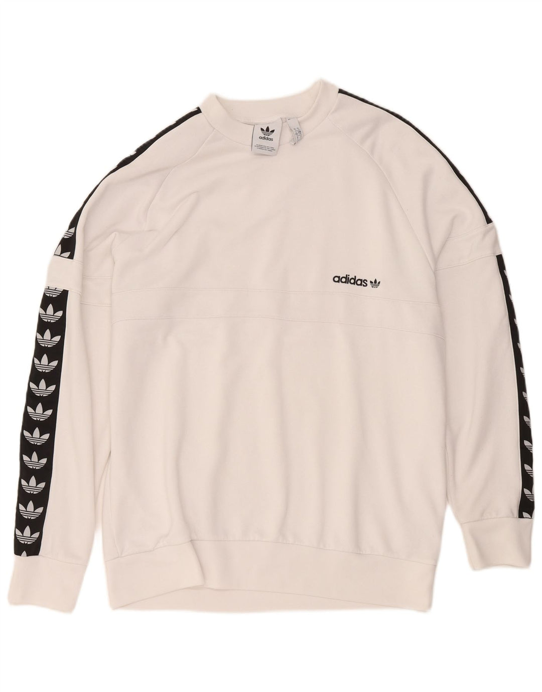 Felpa grafica da uomo Adidas, maglione grande, poliestere color block bianco