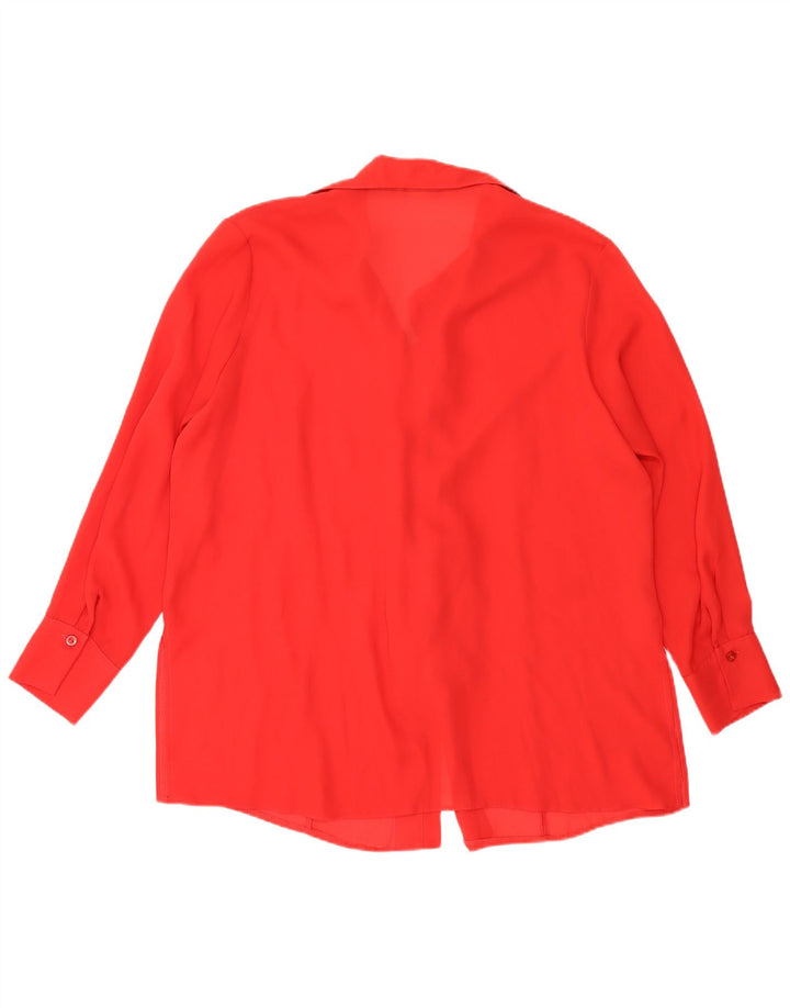 Camicetta da donna vintage con volant sul davanti UK 18 XL Poliestere rosso