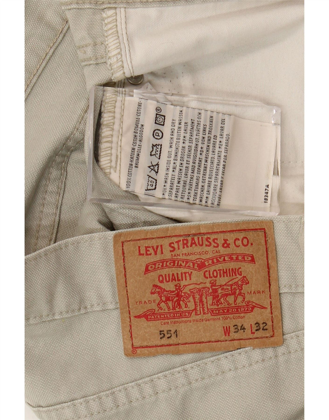 Levi's Uomo 551 Jeans dritti W34 L32 Cotone Beige