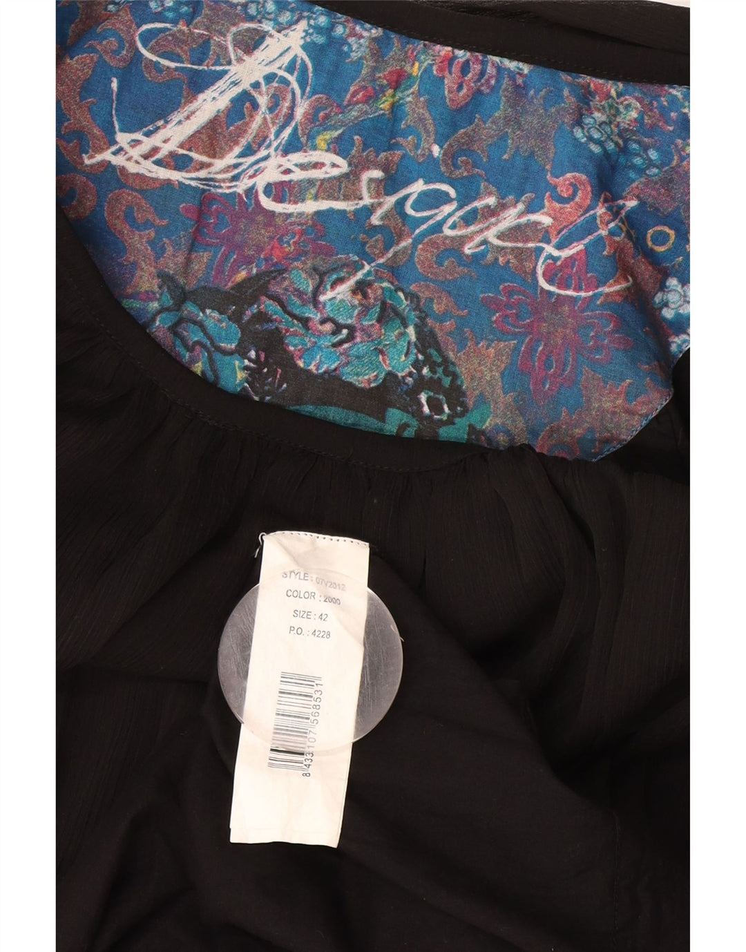 Desigual Abito a trapezio da donna EU 42 Grande poliestere nero con stampa animalier