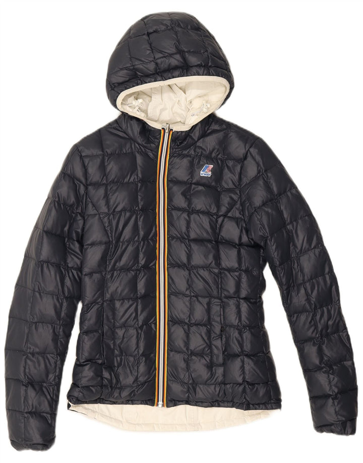 Giacca imbottita reversibile con cappuccio da donna K-Way UK 8 Small nera in poliammide