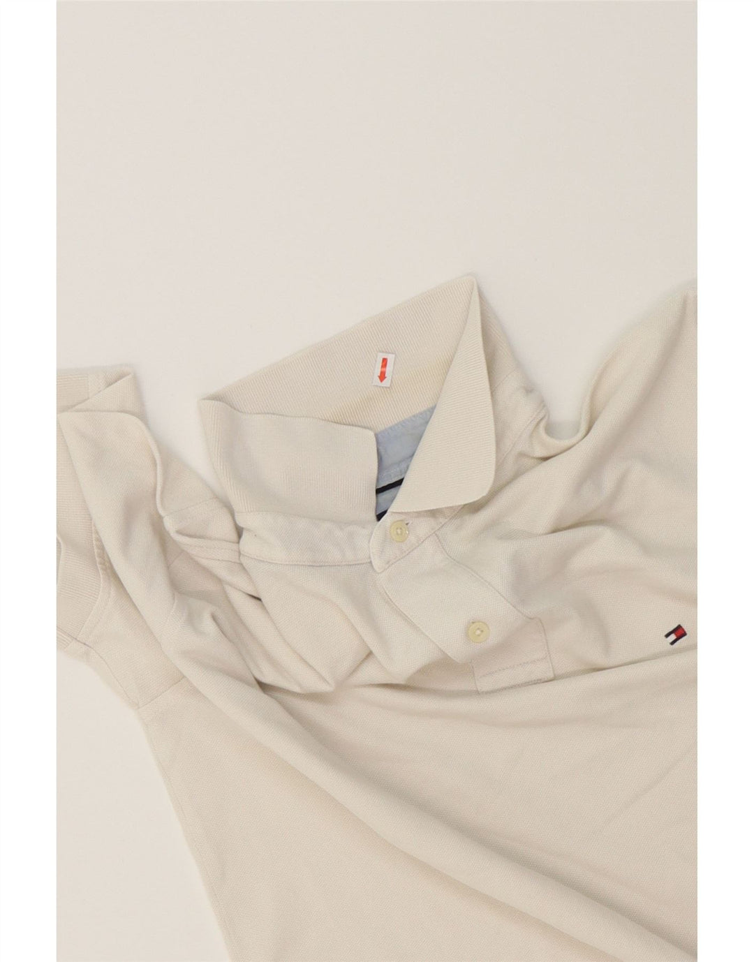 TOMMY HILFIGER Mens Polo Shirt Large Off White Cotton Vintage Tommy Hilfiger and Second-Hand Tommy Hilfiger from Messina Hembry 