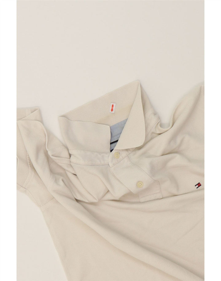 TOMMY HILFIGER Mens Polo Shirt Large Off White Cotton Vintage Tommy Hilfiger and Second-Hand Tommy Hilfiger from Messina Hembry 