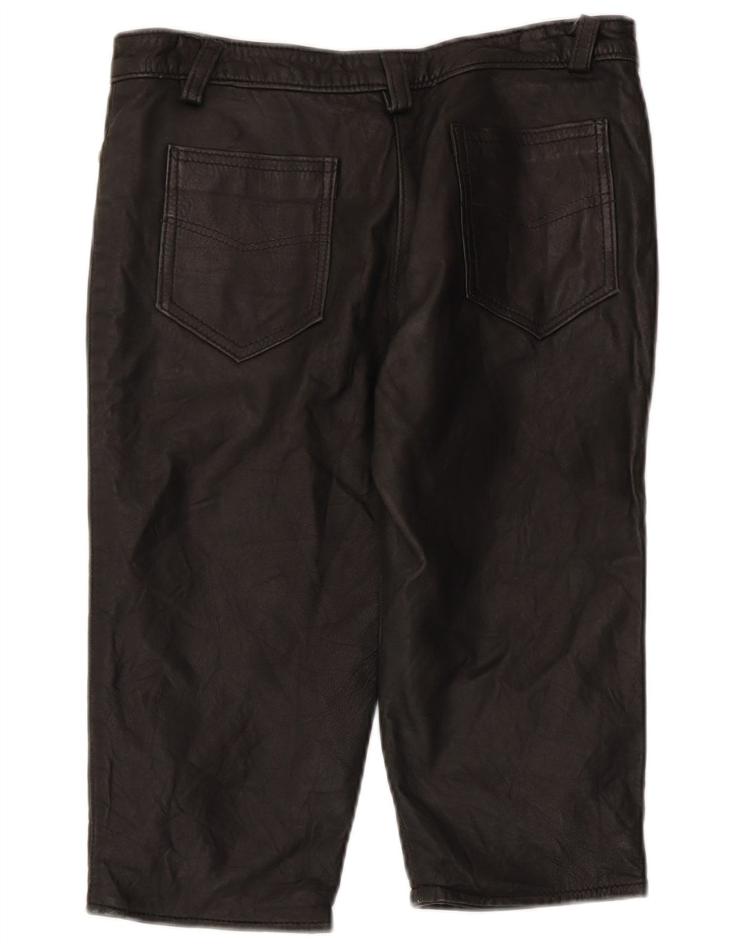 Bermuda vintage da donna in pelle medi W28 Nero