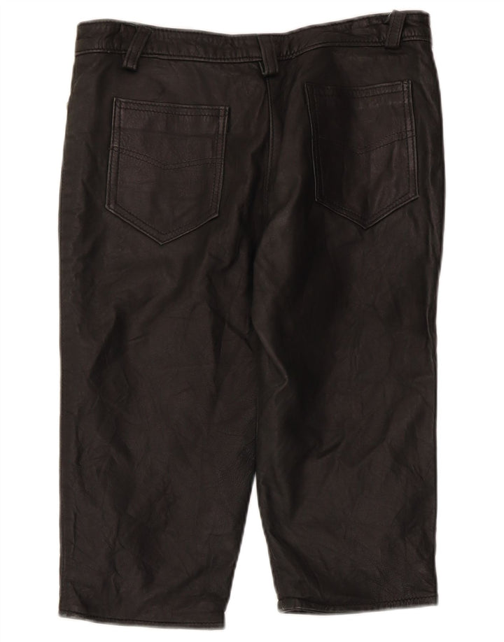 Bermuda vintage da donna in pelle medi W28 Nero