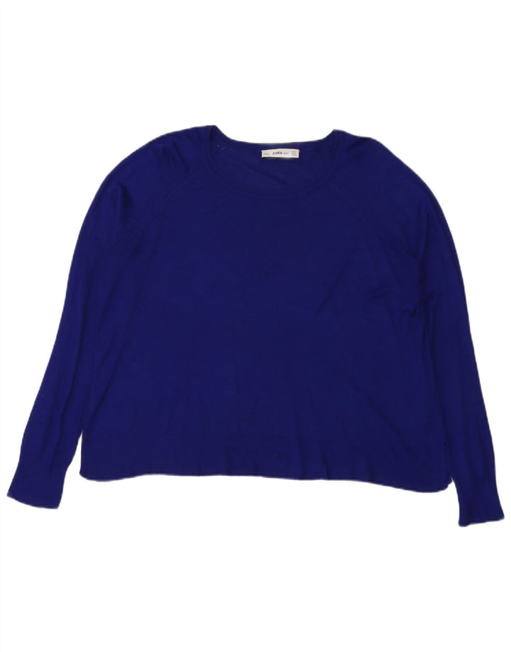 Blusa oversize da donna Zara Top UK 14 Viscosa blu medio