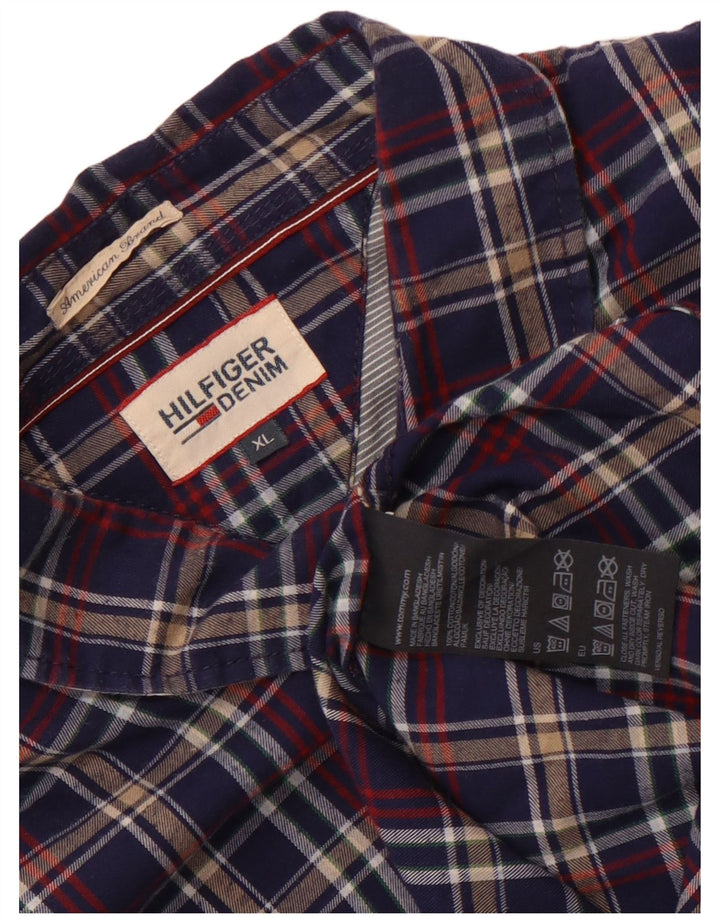 Tommy Hilfiger Uomo Camicia di flanella XL Blu Navy a quadri in cotone