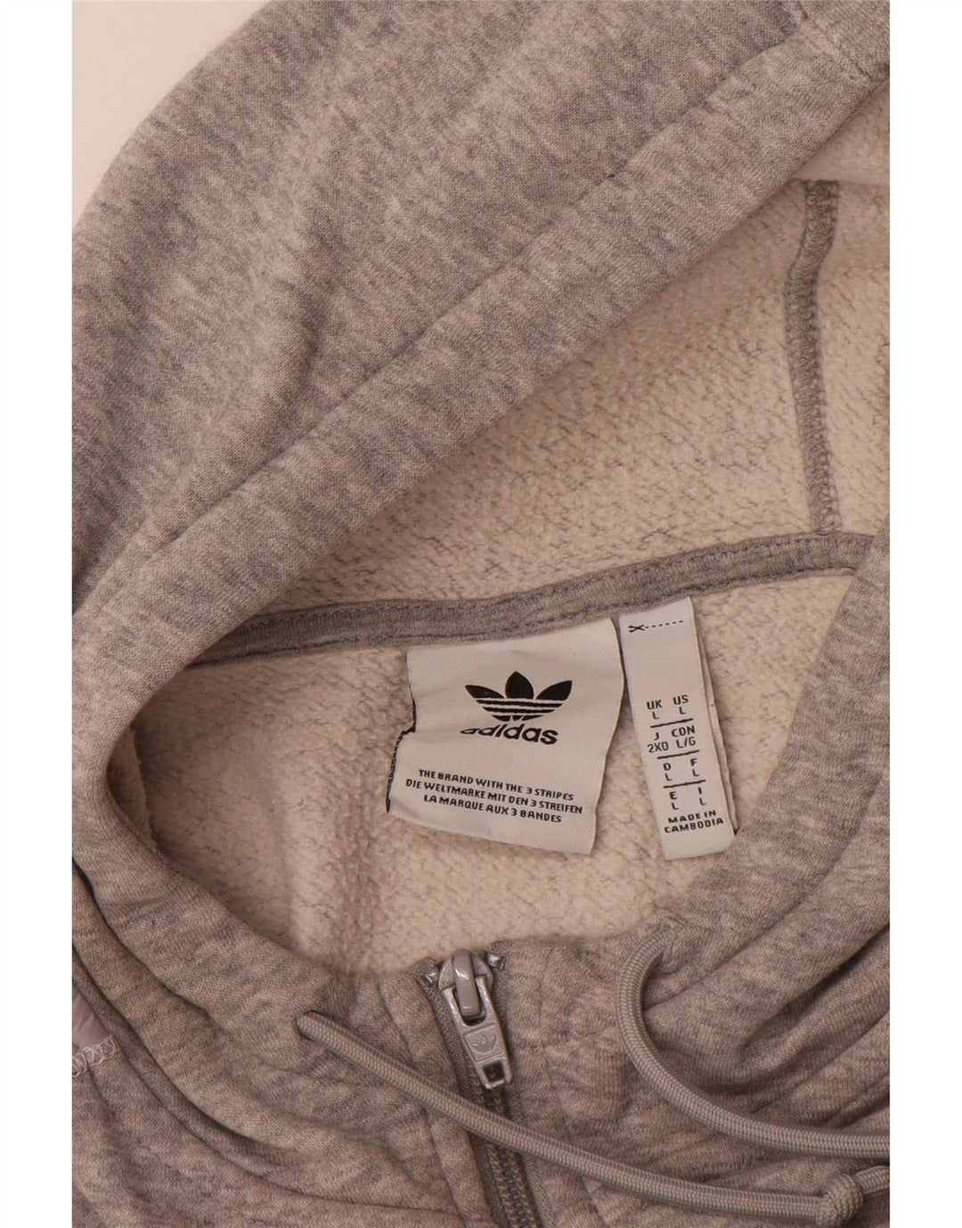 Maglione con cappuccio e zip Adidas da uomo grande in cotone grigio