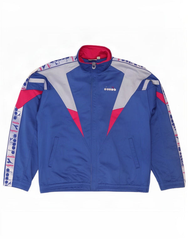 Giacca da tuta grafica da uomo Diadora UK 46 XL Blu Colourblock