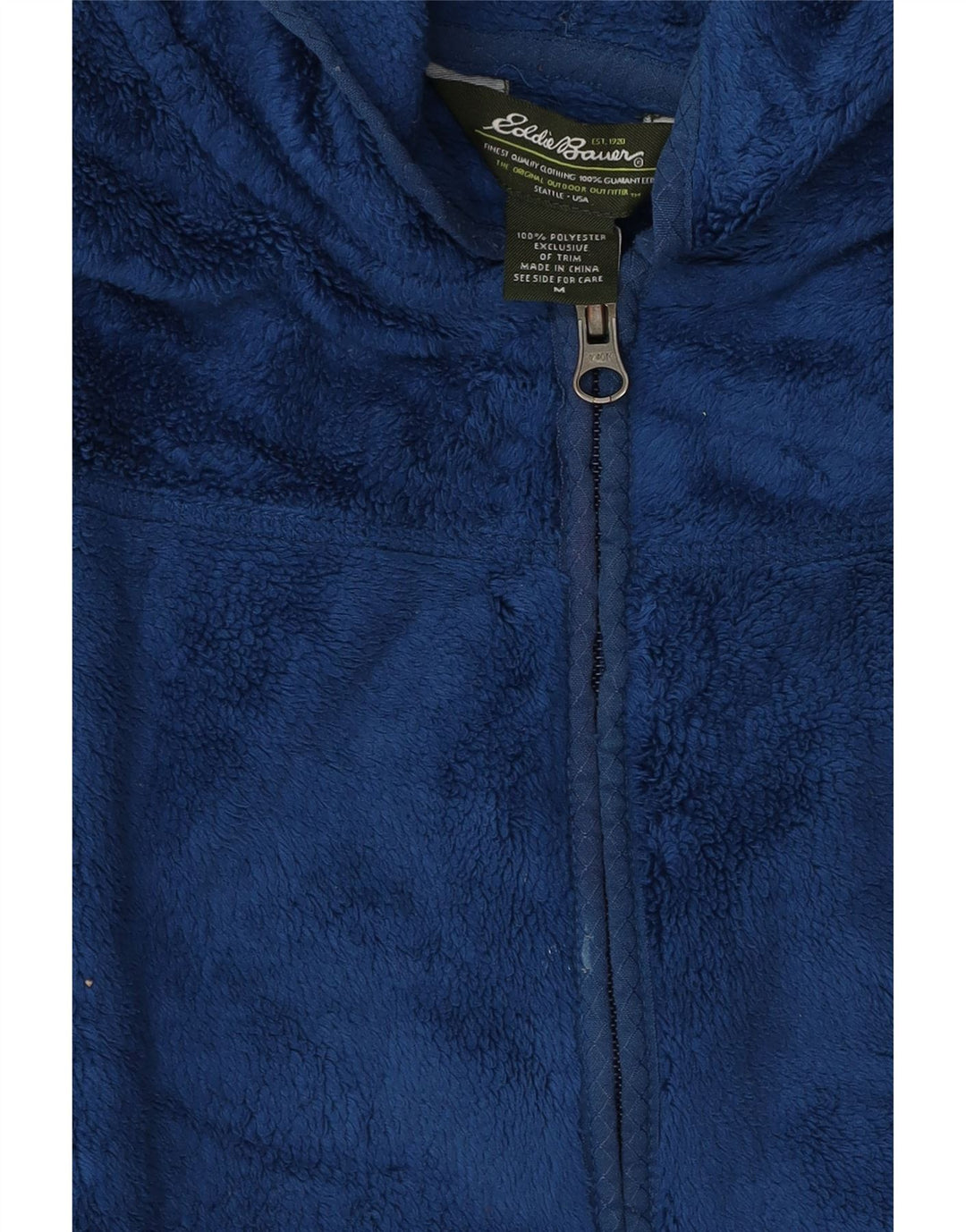 Giacca in pile con cappuccio da donna Eddie Bauer UK 14 Poliestere blu medio