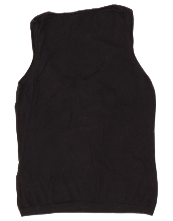 Max Mara Womens Sleeveless Blouse Top UK 18 XL Black Silk