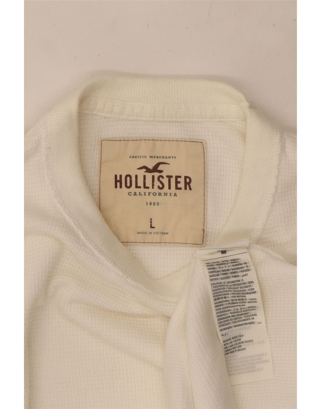 HOLLISTER Top da uomo a maniche lunghe grande in cotone bianco
