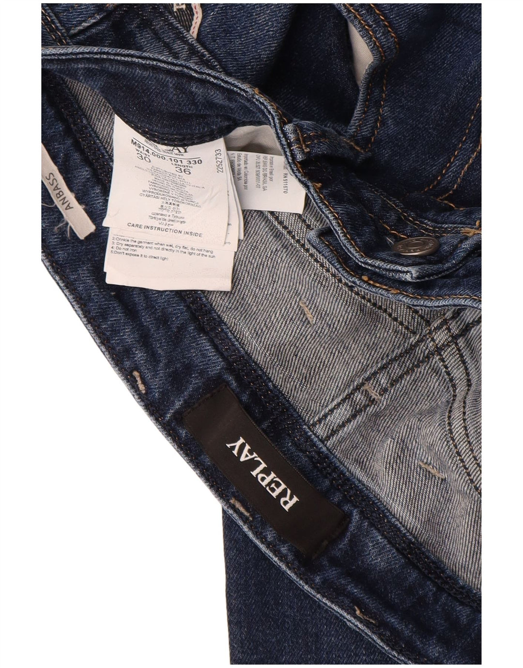 Replay Jeans Anbass Slim da Uomo W30 L36 Cotone Blu