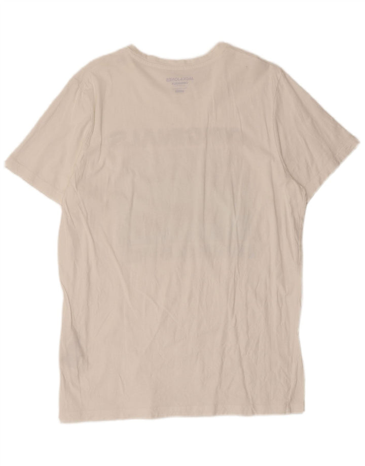 Jack & Jones T-shirt grafica da uomo con vestibilità regolare, maglietta grande in cotone bianco