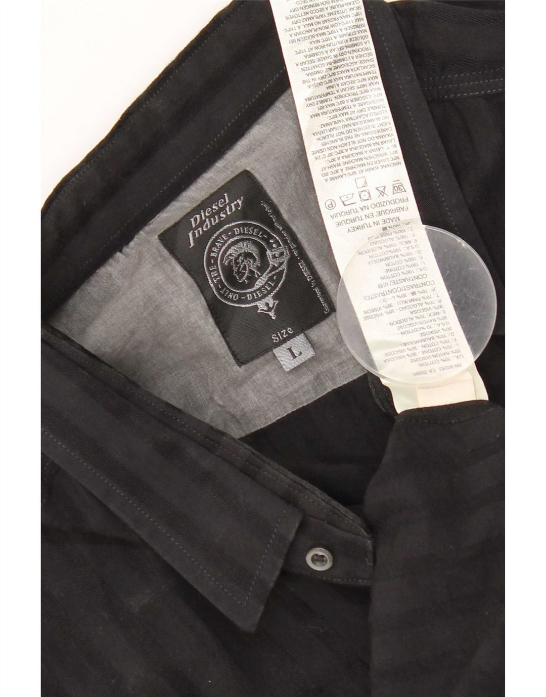 Camicia da uomo Diesel Large in cotone a righe nere