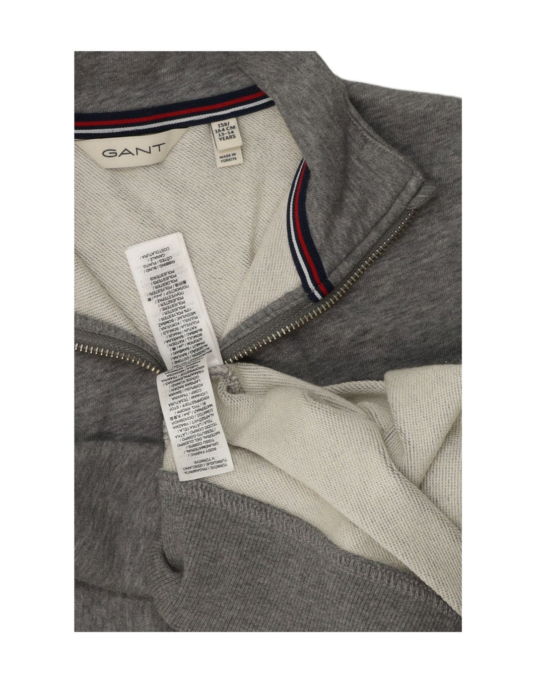 Felpa Gant da bambino con zip e collo, 13-14 anni, in cotone grigio