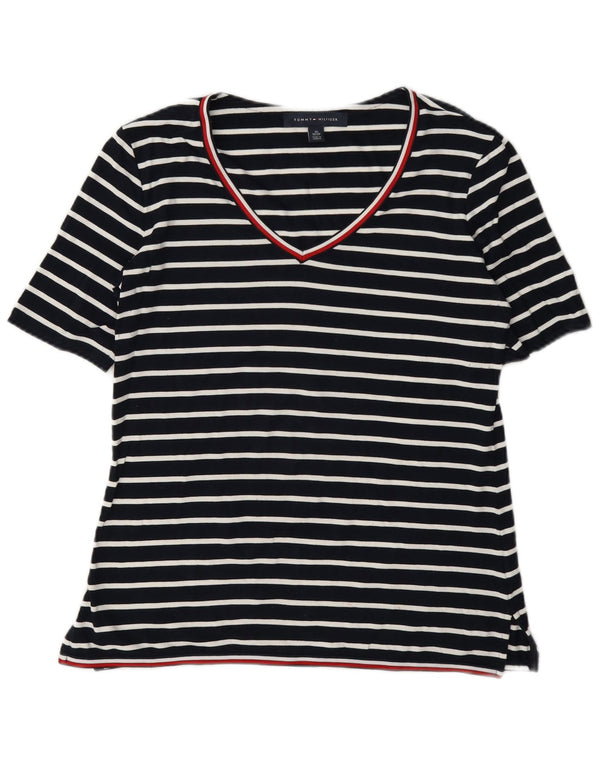 T-shirt oversize da donna Tommy Hilfiger Top UK 6 XS blu navy a righe