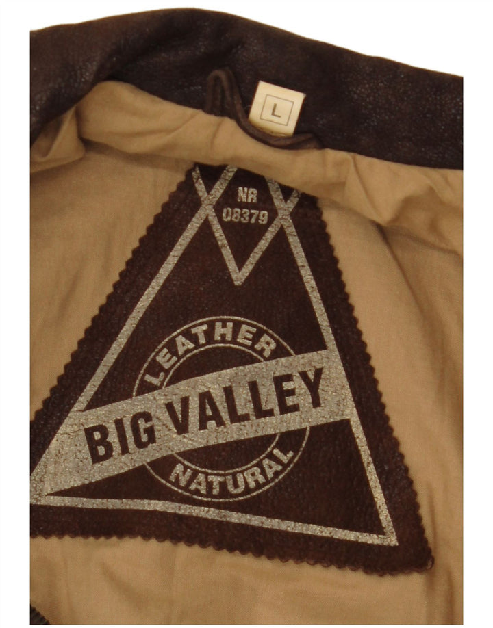 Giacca in pelle da uomo VINTAGE UK 40 grande in pelle marrone