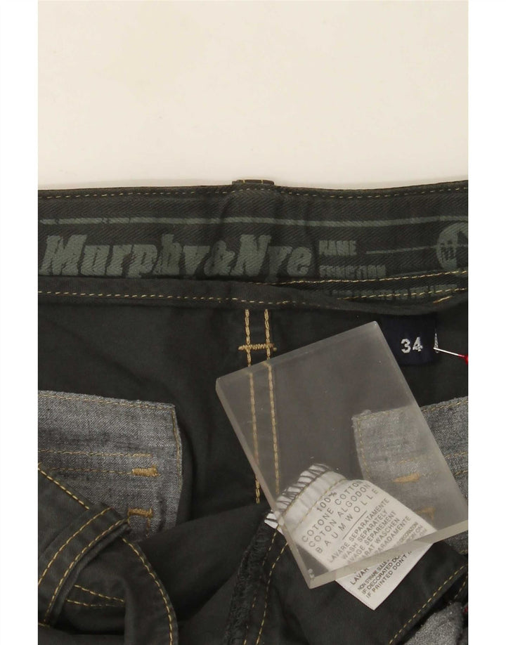 Pantaloni cargo larghi da uomo Murphy & Nye W34 L33 in cotone grigio