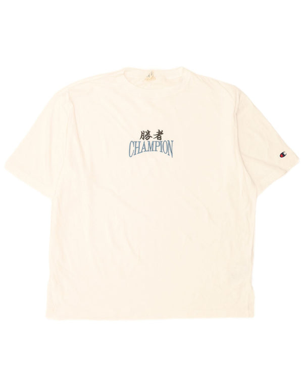 T-shirt grafica da uomo Champion Top XL in cotone bianco