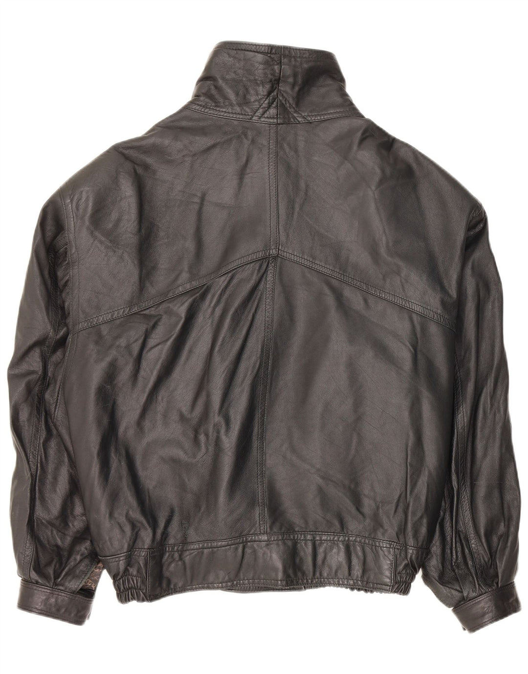 Giacca in pelle doppiopetto vintage da uomo IT 52 XL in pelle nera
