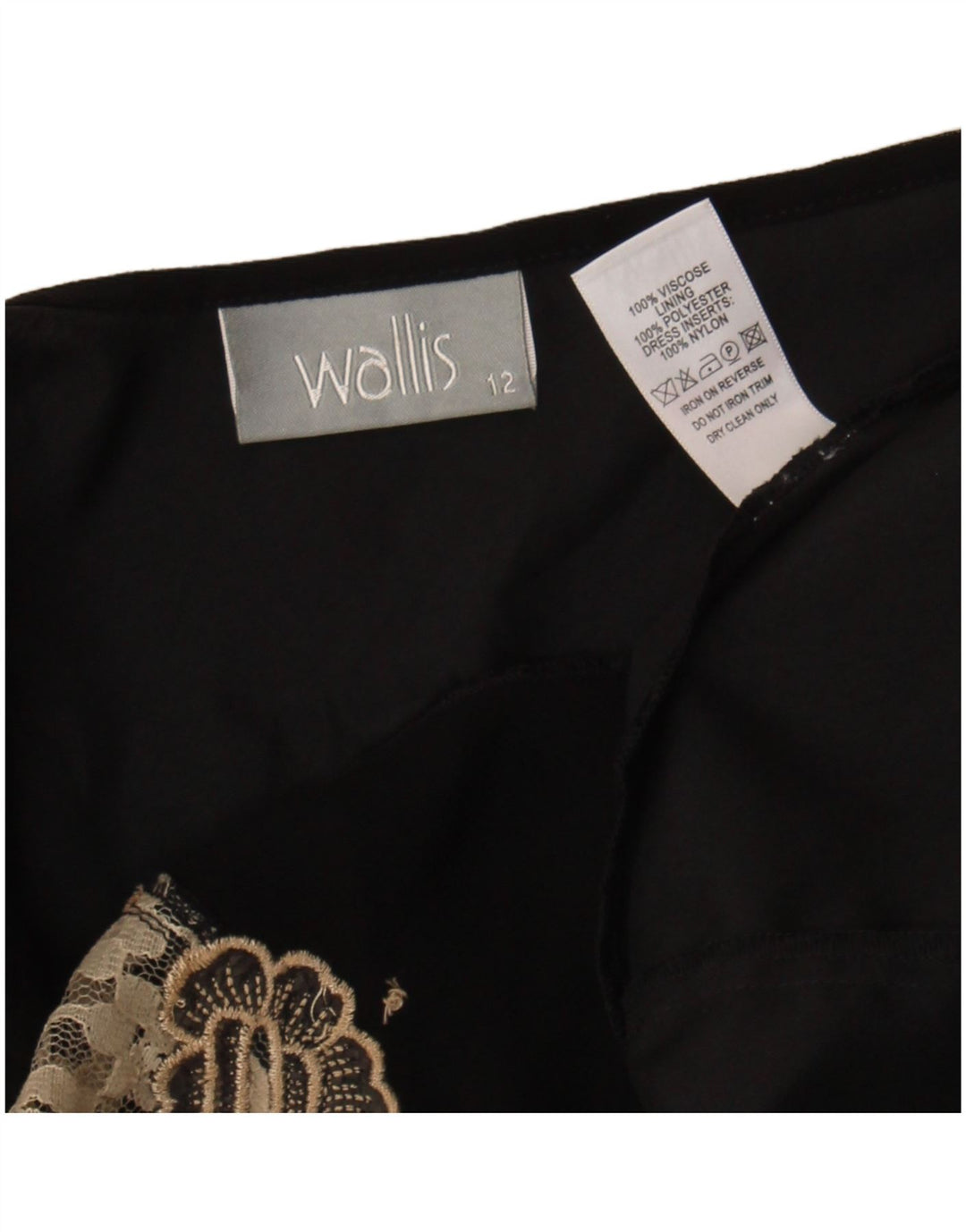 Abito lungo da donna Wallis UK 12 Viscosa floreale nera media