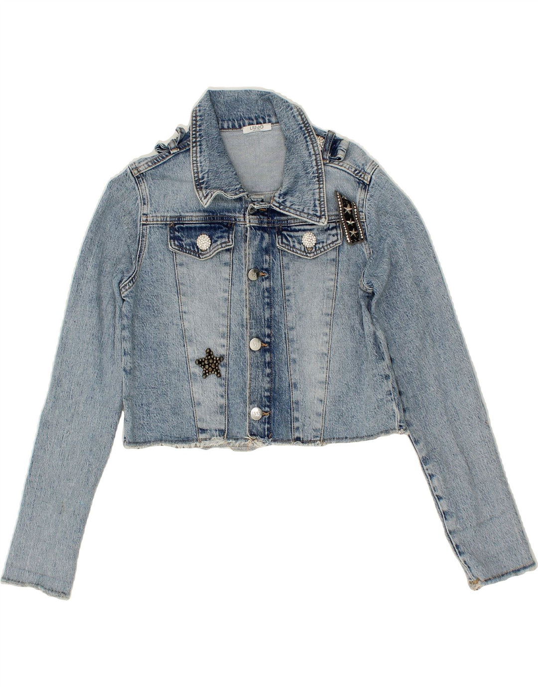 LIU JO Girls Crop Denim Jacket 15-16 Years Blue Cotton Vintage Liu Jo and Second-Hand Liu Jo from Messina Hembry 